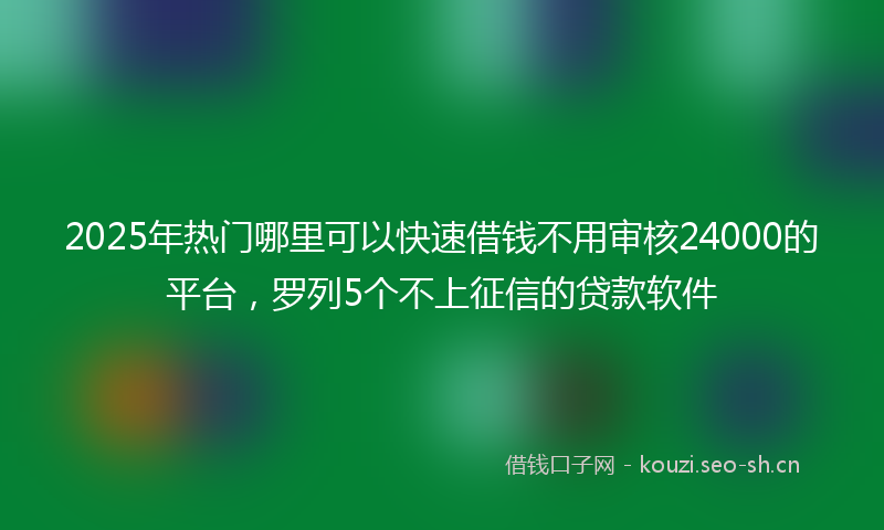 2025年热门哪里可以快速借钱不用审核24000的平台，罗列5个不上征信的贷款软件