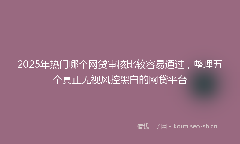 2025年热门哪个网贷审核比较容易通过，整理五个真正无视风控黑白的网贷平台