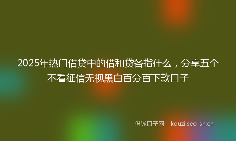 2025年热门借贷中的借和贷各指什么，分享五个不看征信无视黑白百分百下款口子