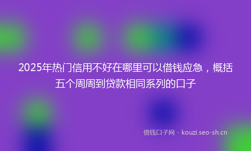 2025年热门信用不好在哪里可以借钱应急，概括五个周周到贷款相同系列的口子