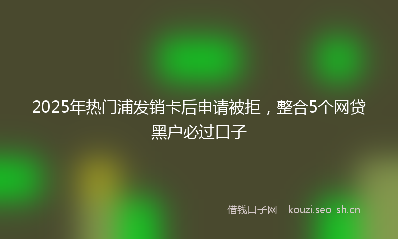 2025年热门浦发销卡后申请被拒，整合5个网贷黑户必过口子