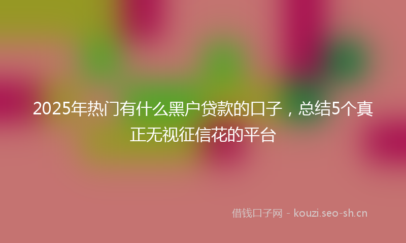 2025年热门有什么黑户贷款的口子，总结5个真正无视征信花的平台