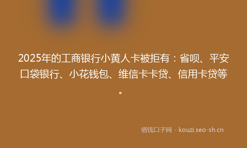 2025年的工商银行小黄人卡被拒有：省呗、平安口袋银行、小花钱包、维信卡卡贷、信用卡贷等。