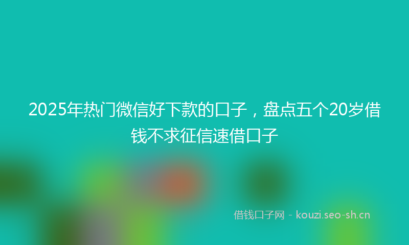 2025年热门微信好下款的口子，盘点五个20岁借钱不求征信速借口子