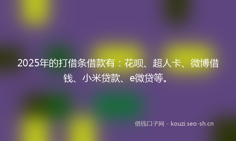 2025年的打借条借款有：花呗、超人卡、微博借钱、小米贷款、e微贷等。