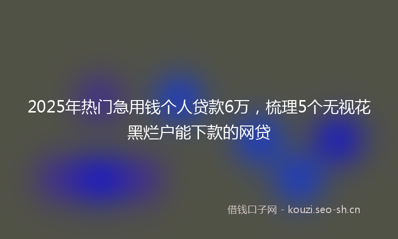 2025年热门急用钱个人贷款6万，梳理5个无视花黑烂户能下款的网贷