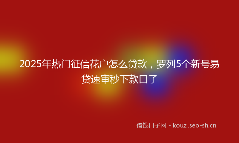 2025年热门征信花户怎么贷款，罗列5个新号易贷速审秒下款口子