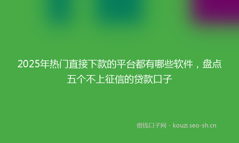 2025年热门直接下款的平台都有哪些软件，盘点五个不上征信的贷款口子