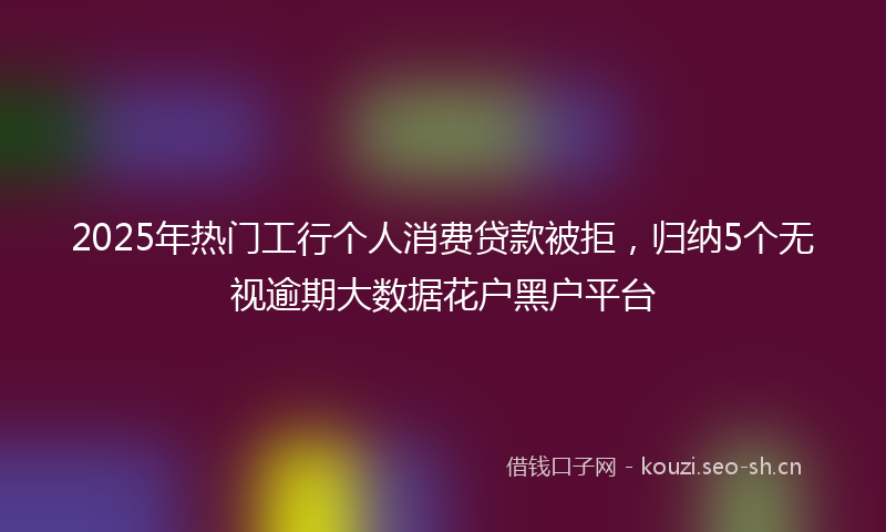 2025年热门工行个人消费贷款被拒，归纳5个无视逾期大数据花户黑户平台