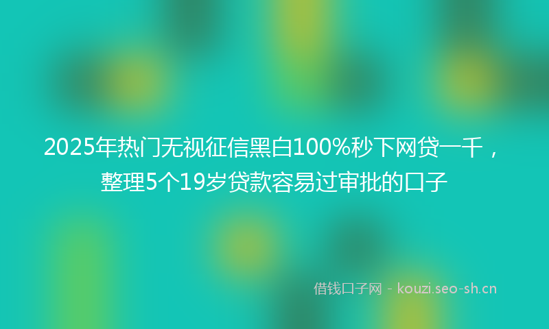 2025年热门无视征信黑白100%秒下网贷一千，整理5个19岁贷款容易过审批的口子