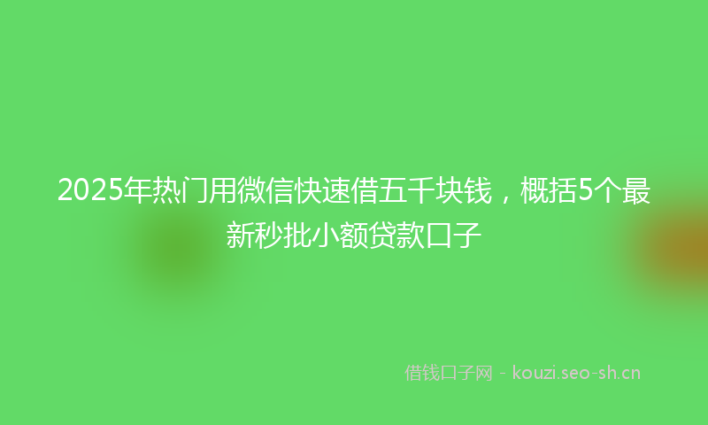 2025年热门用微信快速借五千块钱，概括5个最新秒批小额贷款口子