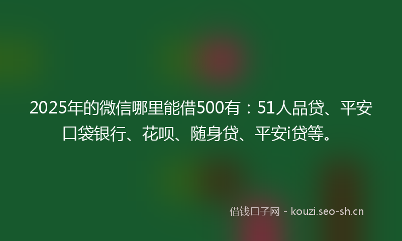 2025年的微信哪里能借500有：51人品贷、平安口袋银行、花呗、随身贷、平安i贷等。