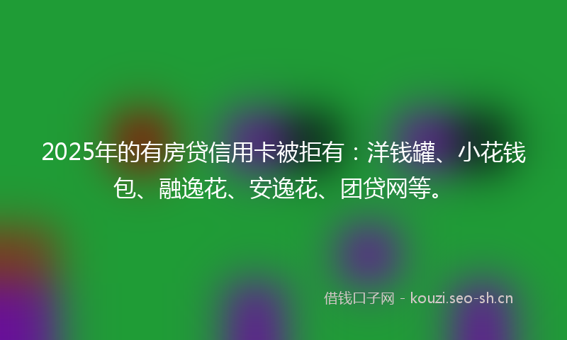 2025年的有房贷信用卡被拒有:洋钱罐、小花钱包、融逸花、安逸花、团贷网等。