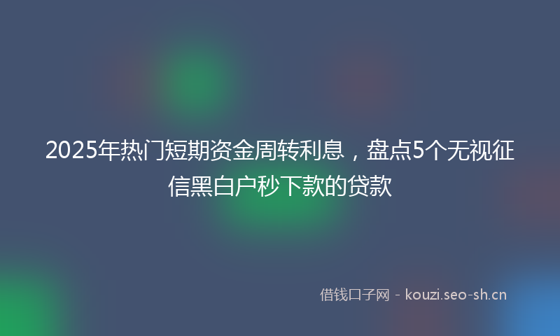 2025年热门短期资金周转利息,盘点5个无视征信黑白户秒下款的贷款