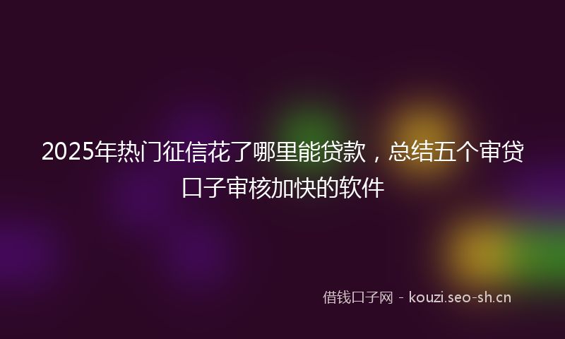 2025年热门征信花了哪里能贷款，总结五个审贷口子审核加快的软件