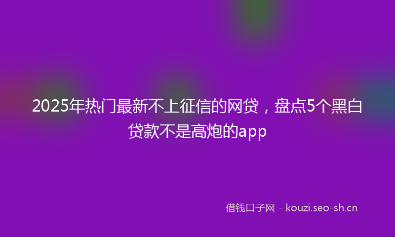 2025年热门最新不上征信的网贷，盘点5个黑白贷款不是高炮的app