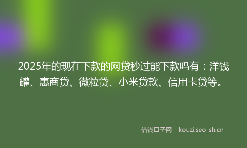 2025年的现在下款的网贷秒过能下款吗有：洋钱罐、惠商贷、微粒贷、小米贷款、信用卡贷等。