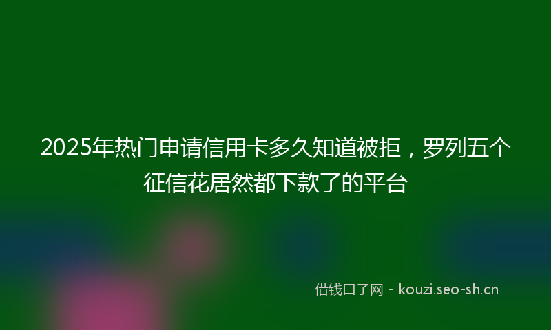 2025年热门申请信用卡多久知道被拒，罗列五个征信花居然都下款了的平台