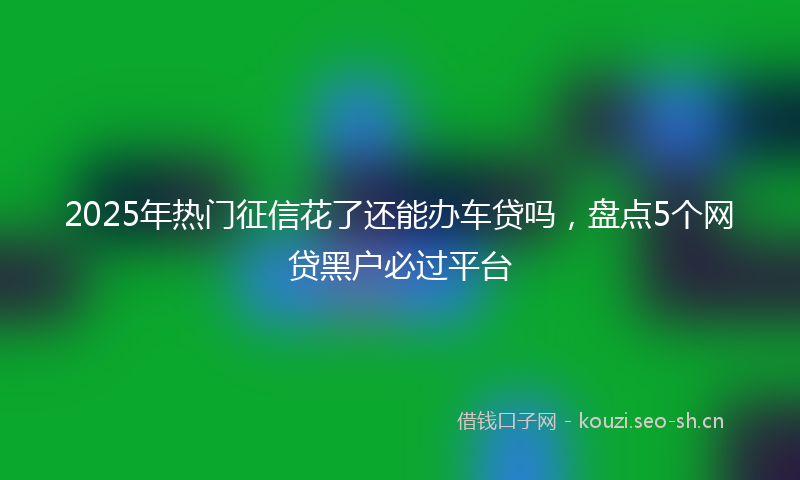 2025年热门征信花了还能办车贷吗，盘点5个网贷黑户必过平台