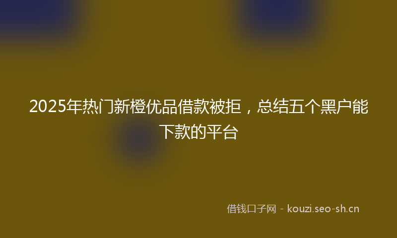 2025年热门新橙优品借款被拒，总结五个黑户能下款的平台