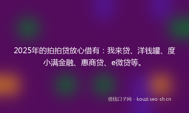 2025年的拍拍贷放心借有：我来贷、洋钱罐、度小满金融、惠商贷、e微贷等。