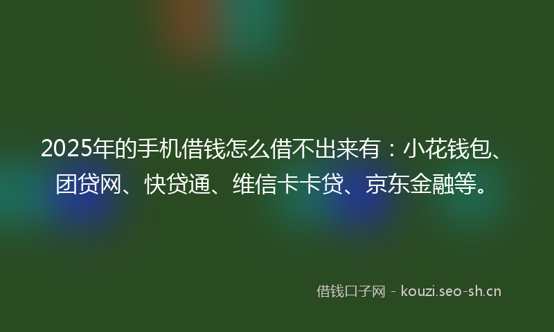 2025年的手机借钱怎么借不出来有：小花钱包、团贷网、快贷通、维信卡卡贷、京东金融等。