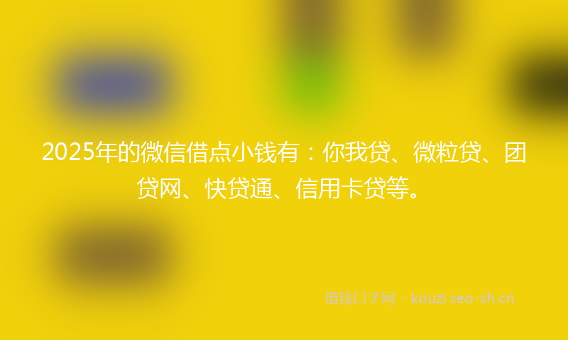 2025年的微信借点小钱有：你我贷、微粒贷、团贷网、快贷通、信用卡贷等。