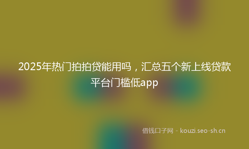2025年热门拍拍贷能用吗，汇总五个新上线贷款平台门槛低app