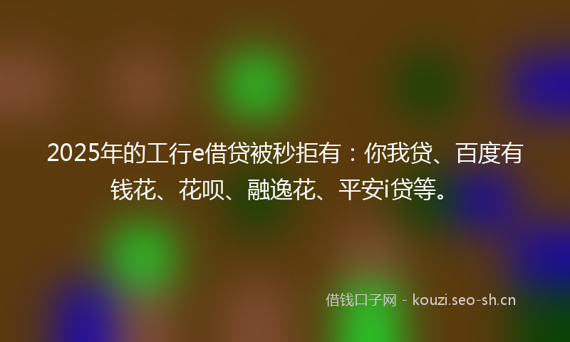 2025年的工行e借贷被秒拒有：你我贷、百度有钱花、花呗、融逸花、平安i贷等。