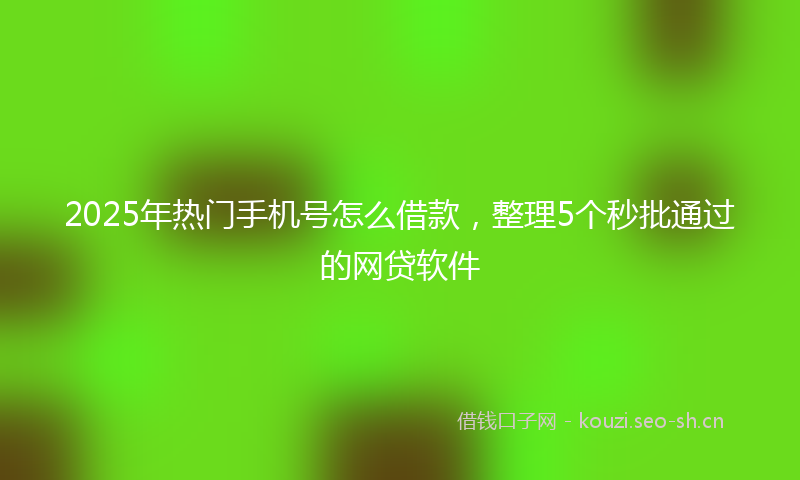 2025年热门手机号怎么借款，整理5个秒批通过的网贷软件
