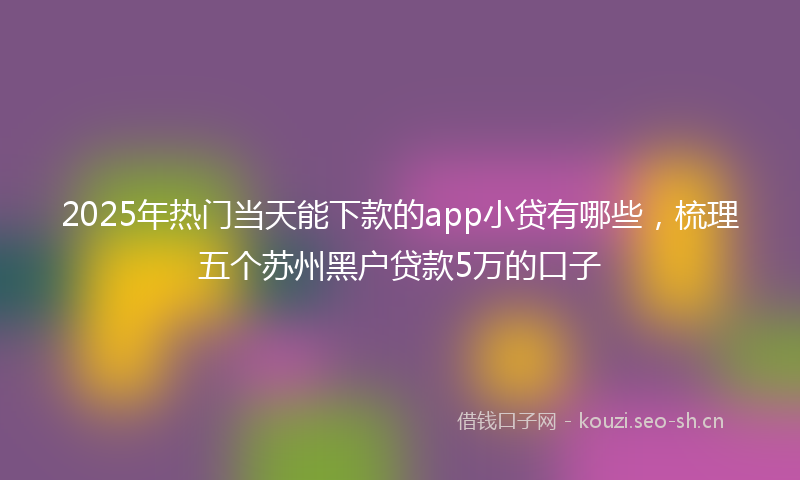 2025年热门当天能下款的app小贷有哪些，梳理五个苏州黑户贷款5万的口子