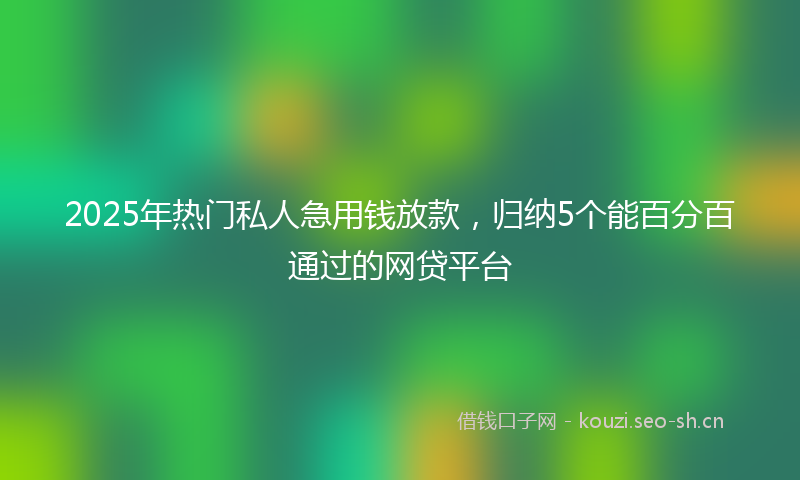 2025年热门私人急用钱放款，归纳5个能百分百通过的网贷平台