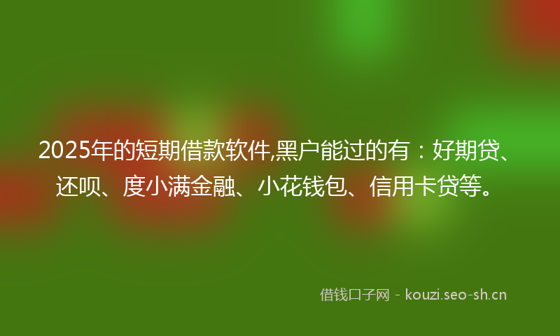 2025年的短期借款软件,黑户能过的有：好期贷、还呗、度小满金融、小花钱包、信用卡贷等。