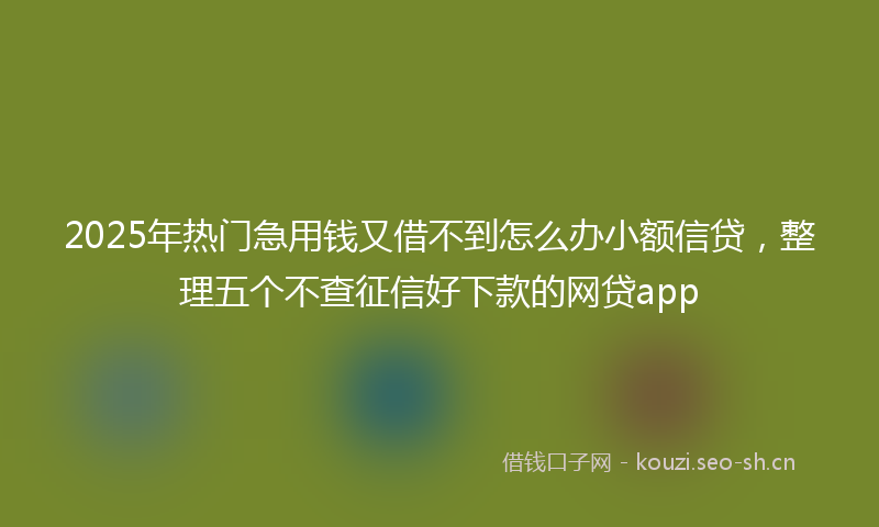 2025年热门急用钱又借不到怎么办小额信贷，整理五个不查征信好下款的网贷app