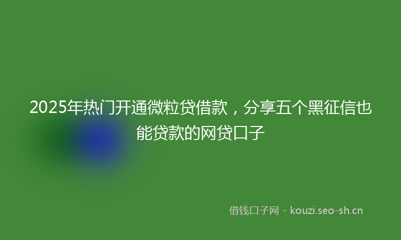 2025年热门开通微粒贷借款，分享五个黑征信也能贷款的网贷口子