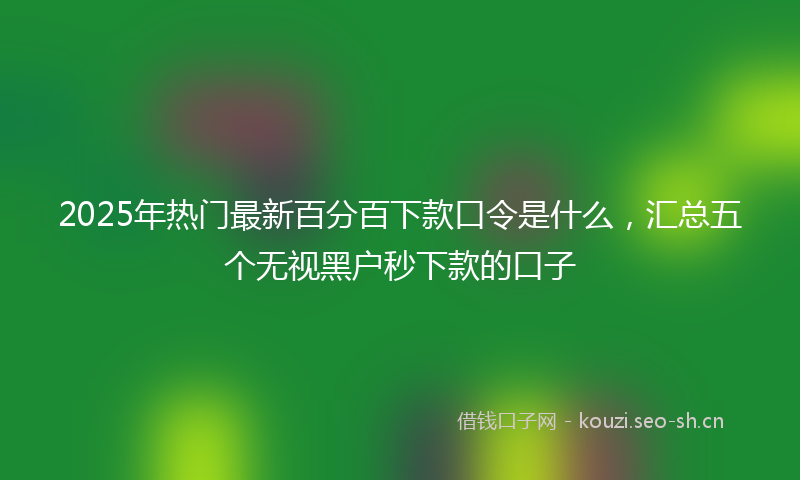 2025年热门最新百分百下款口令是什么，汇总五个无视黑户秒下款的口子