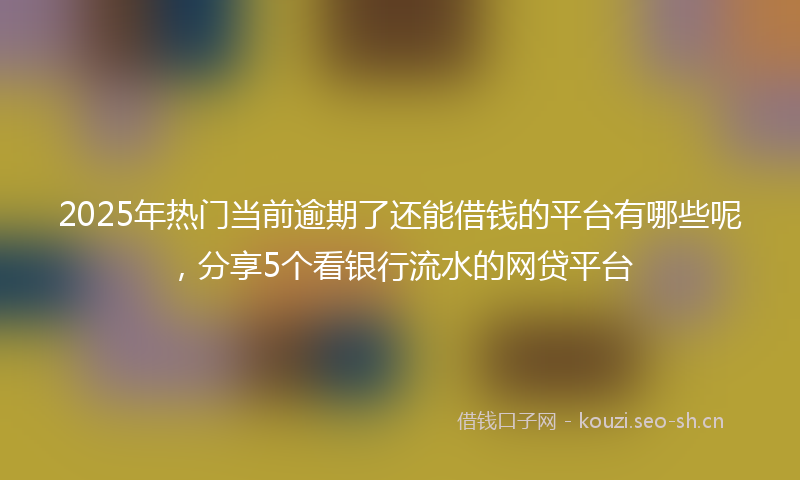 2025年热门当前逾期了还能借钱的平台有哪些呢，分享5个看银行流水的网贷平台