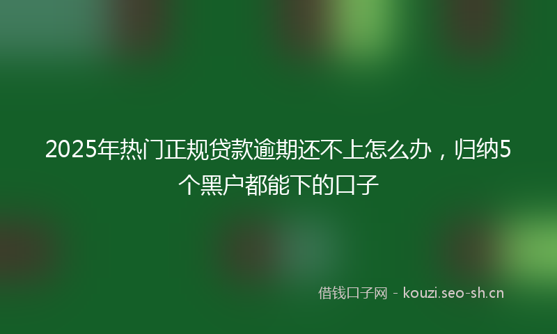2025年热门正规贷款逾期还不上怎么办，归纳5个黑户都能下的口子