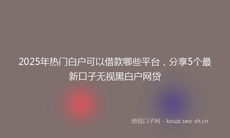 2025年热门白户可以借款哪些平台，分享5个最新口子无视黑白户网贷