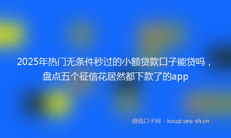 2025年热门无条件秒过的小额贷款口子能贷吗，盘点五个征信花居然都下款了的app