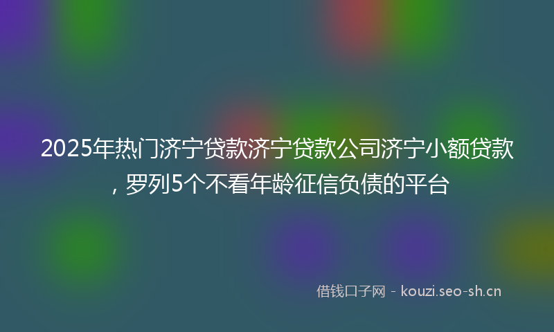 2025年热门济宁贷款济宁贷款公司济宁小额贷款，罗列5个不看年龄征信负债的平台