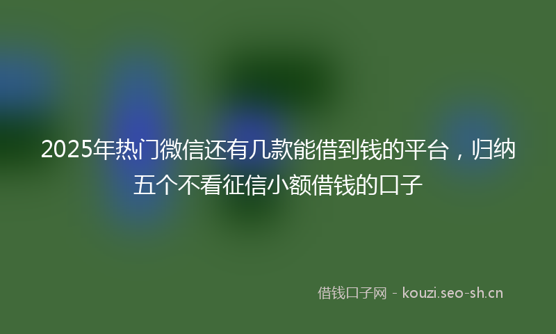 2025年热门微信还有几款能借到钱的平台，归纳五个不看征信小额借钱的口子