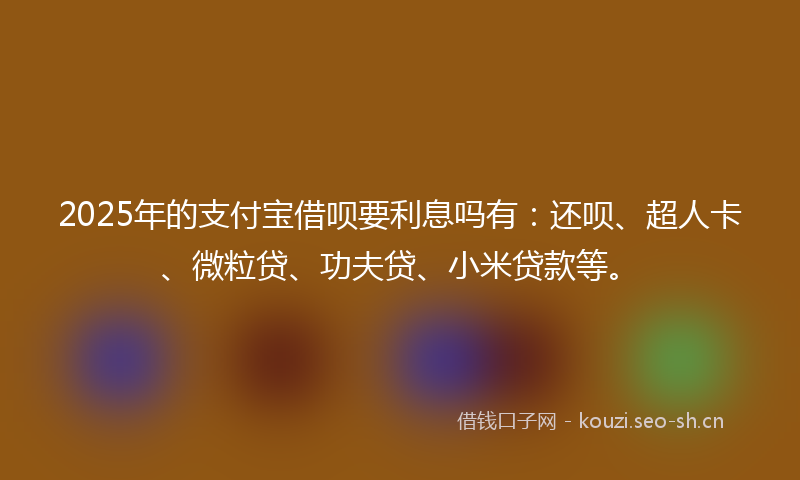 2025年的支付宝借呗要利息吗有：还呗、超人卡、微粒贷、功夫贷、小米贷款等。