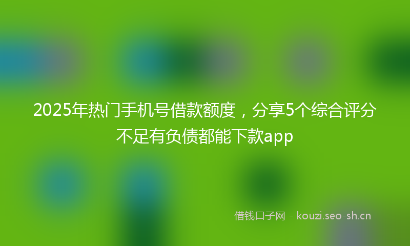 2025年热门手机号借款额度,分享5个综合评分不足有负债都能下款app