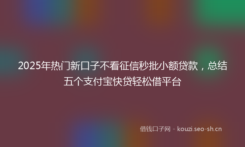 2025年热门新口子不看征信秒批小额贷款，总结五个支付宝快贷轻松借平台