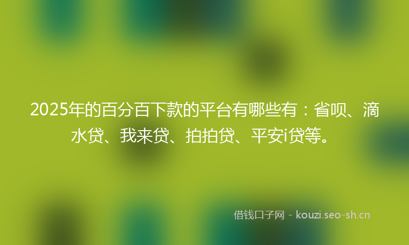 2025年的百分百下款的平台有哪些有:省呗、滴水贷、我来贷、拍拍贷、平安i贷等。