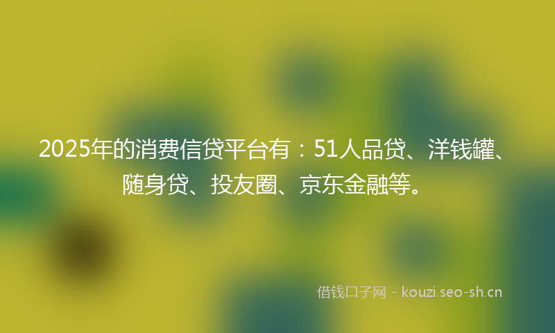 2025年的消费信贷平台有：51人品贷、洋钱罐、随身贷、投友圈、京东金融等。