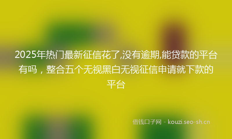 2025年热门最新征信花了,没有逾期,能贷款的平台有吗，整合五个无视黑白无视征信申请就下款的平台