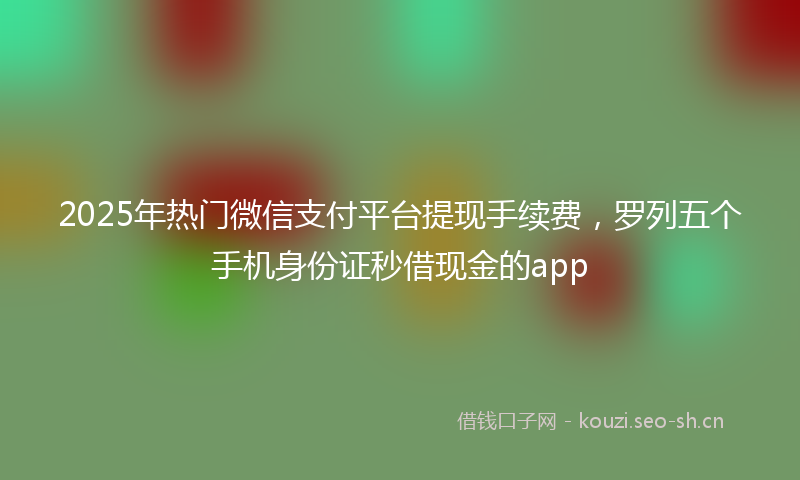 2025年热门微信支付平台提现手续费,罗列五个手机身份证秒借现金的app