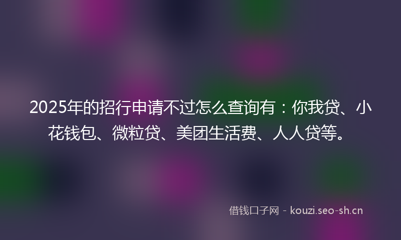 2025年的招行申请不过怎么查询有：你我贷、小花钱包、微粒贷、美团生活费、人人贷等。